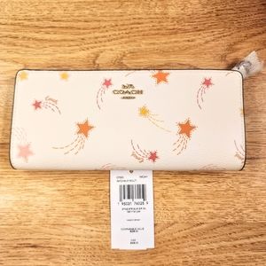 Coach Star Pattern Slim Zip Wallet